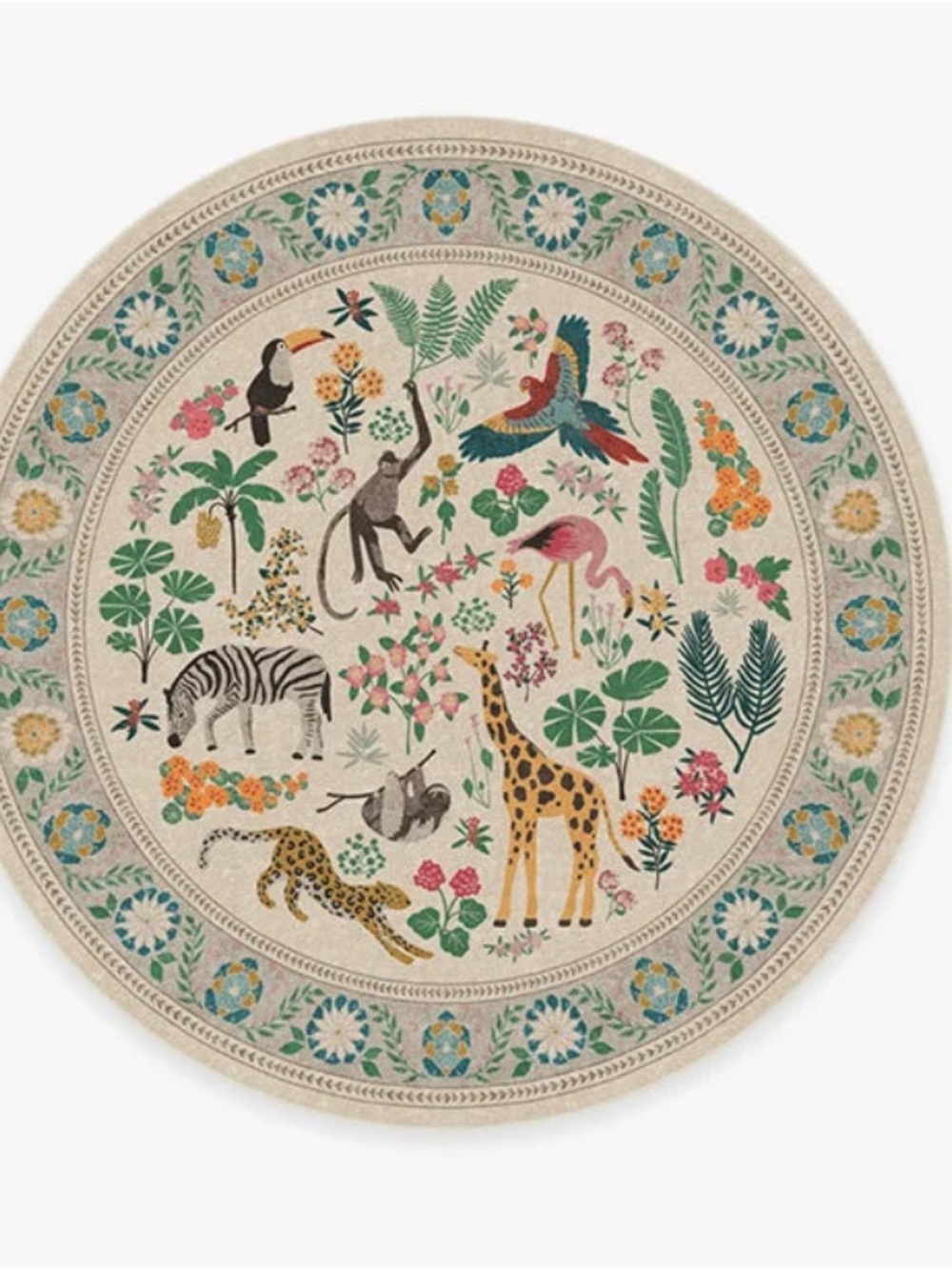6’ Round Ruggable Jingle Jungle Flatwoven Rug